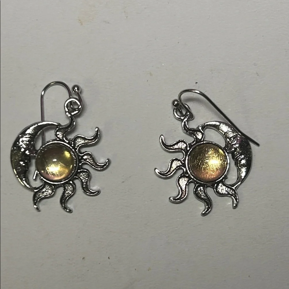 🛑UNAVAILABLE🛑 Celestial Silver-Tone Sun and Moon Earrings
